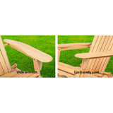 Gardeon Adirondack Outdoor Chairs Wooden Beach Chair Patio Furniture Garden Natural Set of 2 - 45-Degree Angle