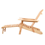 Gardeon 3PC Adirondack Outdoor Table and Chairs? Wooden Sun Lounge Beach Patio Natural - Top-Down View