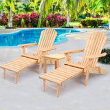 Gardeon 3PC Adirondack Outdoor Table and Chairs? Wooden Sun Lounge Beach Patio Natural - Low Angle