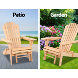 Gardeon 3PC Adirondack Outdoor Table and Chairs? Wooden Sun Lounge Beach Patio Natural - Extra Image