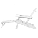 Gardeon 3PC Adirondack Outdoor Table and Chairs Wooden Sun Lounge Beach Patio White - Top-Down View