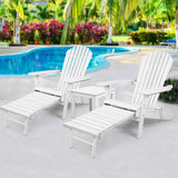 Gardeon 3PC Adirondack Outdoor Table and Chairs Wooden Sun Lounge Beach Patio White - Low Angle