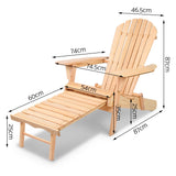 Gardeon Adirondack Outdoor Chairs Wooden Sun Lounge Patio Furniture Garden Natural - Front View