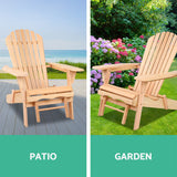 Gardeon Adirondack Outdoor Chairs Wooden Sun Lounge Patio Furniture Garden Natural - Top-Down View