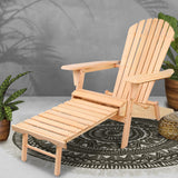Gardeon Adirondack Outdoor Chairs Wooden Sun Lounge Patio Furniture Garden Natural - Close-Up Angle