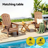 Gardeon Outdoor Coffee Side Table HDPE Desk Indoor Patio Furniture Garden Natural - Top-Down View