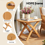 Gardeon Outdoor Coffee Side Table HDPE Desk Indoor Patio Furniture Garden Natural - 45-Degree Angle