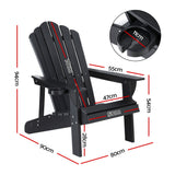 Gardeon Outdoor Chairs HDPE Adirondack Beach Chair Sun Lounge Patio Furniture Garden Black - Front View