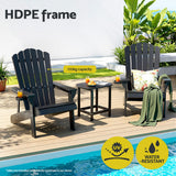 Gardeon Outdoor Chairs HDPE Adirondack Beach Chair Sun Lounge Patio Furniture Garden Black - Top-Down View