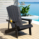 Gardeon Outdoor Chairs HDPE Adirondack Beach Chair Sun Lounge Patio Furniture Garden Black - Close-Up Angle