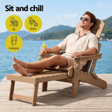 Gardeon Folding Sun Lounger Adirondack Chair Outdoor Lounge Setting HDPE Recliner Footrest Khaki - Top-Down View
