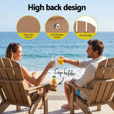 Gardeon Folding Sun Lounger Adirondack Chair Outdoor Lounge Setting HDPE Recliner Footrest Khaki - Close-Up Angle