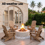 Gardeon Folding Sun Lounger Adirondack Chair Outdoor Lounge Setting HDPE Recliner Footrest Khaki - Low Angle