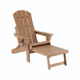 Gardeon Folding Sun Lounger Adirondack Chair Outdoor Lounge Setting HDPE Recliner Footrest Khaki - Extra Image