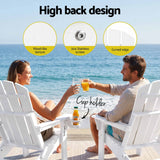 Gardeon Folding Sun Lounger Adirondack Chair Outdoor Lounge Setting HDPE Recliner Footrest White - Close-Up Angle