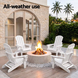 Gardeon Folding Sun Lounger Adirondack Chair Outdoor Lounge Setting HDPE Recliner Footrest White - Low Angle