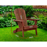Gardeon Adirondack Outdoor Chairs Wooden Foldable Beach Chair Patio Furniture Brown - Front View