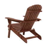 Gardeon Adirondack Outdoor Chairs Wooden Foldable Beach Chair Patio Furniture Brown - Side View