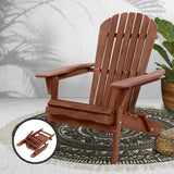 Gardeon Adirondack Outdoor Chairs Wooden Foldable Beach Chair Patio Furniture Brown - Close-Up Angle
