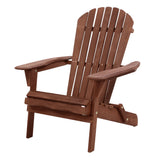 Gardeon Adirondack Outdoor Chairs Wooden Foldable Beach Chair Patio Furniture Brown - Low Angle