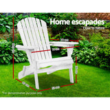 Gardeon Adirondack Outdoor Chairs Wooden Foldable Beach Chair Patio Furniture White - Front View