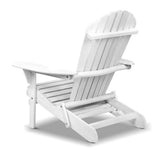 Gardeon Adirondack Outdoor Chairs Wooden Foldable Beach Chair Patio Furniture White - Side View