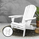 Gardeon Adirondack Outdoor Chairs Wooden Foldable Beach Chair Patio Furniture White - Close-Up Angle