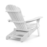 Gardeon Sun Lounge Outdoor Chairs Wooden Foldable Patio Furniture Adirondack White - Side View