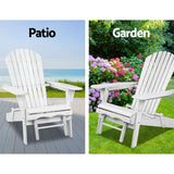 Gardeon Sun Lounge Outdoor Chairs Wooden Foldable Patio Furniture Adirondack White - Top-Down View