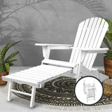 Gardeon Sun Lounge Outdoor Chairs Wooden Foldable Patio Furniture Adirondack White - Close-Up Angle