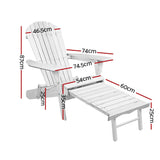 Gardeon 2PC Adirondack Outdoor Chairs Wood Foldable Sun Lounge Patio Furniture - Front View