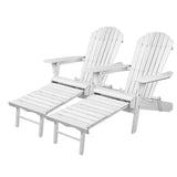 Gardeon 2PC Adirondack Outdoor Chairs Wood Foldable Sun Lounge Patio Furniture - Close-Up Angle