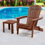 Gardeon Adirondack Outdoor Chairs Wooden Foldable Beach Chair Patio Furniture Brown - Low Angle