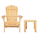 Gardeon 3PC Adirondack Outdoor Table and Chairs Wooden Foldable Beach Chair Natural - Side View