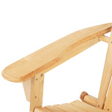 Gardeon 3PC Adirondack Outdoor Table and Chairs Wooden Foldable Beach Chair Natural - Rear View