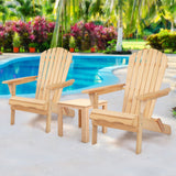 Gardeon 3PC Adirondack Outdoor Table and Chairs Wooden Foldable Beach Chair Natural - Low Angle