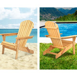 Gardeon 3PC Adirondack Outdoor Table and Chairs Wooden Foldable Beach Chair Natural - Extra Image
