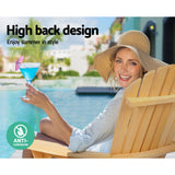 Gardeon 3PC Adirondack Outdoor Table and Chairs Wooden Foldable Beach Chair Natural - Extra Image
