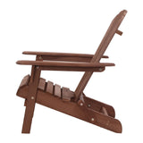 Gardeon 3PC Adirondack Outdoor Table and Chairs Wooden Foldable Beach Chair Brown - Top-Down View