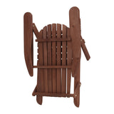 Gardeon 3PC Adirondack Outdoor Table and Chairs Wooden Foldable Beach Chair Brown - 45-Degree Angle