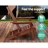 Gardeon 3PC Adirondack Outdoor Table and Chairs Wooden Foldable Beach Chair Brown - Extra Image