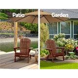 Gardeon 3PC Adirondack Outdoor Table and Chairs Wooden Foldable Beach Chair Brown - Extra Image