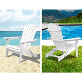 Gardeon 3PC Adirondack Outdoor Table and Chairs Wooden Foldable Beach Chair White - Extra Image