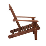 Gardeon Adirondack Outdoor Chairs Wooden Beach Chair Patio Furniture Garden Brown - Side View