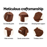 Gardeon Adirondack Outdoor Chairs Wooden Beach Chair Patio Furniture Garden Brown - Top-Down View