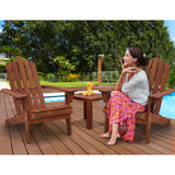 Gardeon 3PC Adirondack Outdoor Table and Chairs Wooden Beach Chair Brown - Extra Image
