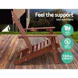 Gardeon 3PC Adirondack Outdoor Table and Chairs Wooden Beach Chair Brown - Extra Image