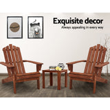 Gardeon 3PC Adirondack Outdoor Table and Chairs Wooden Beach Chair Brown - Extra Image