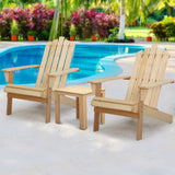 Gardeon 3PC Adirondack Outdoor Table and Chairs Wooden Beach Chair Natural - Low Angle