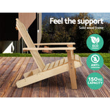 Gardeon 3PC Adirondack Outdoor Table and Chairs Wooden Beach Chair Natural - Extra Image